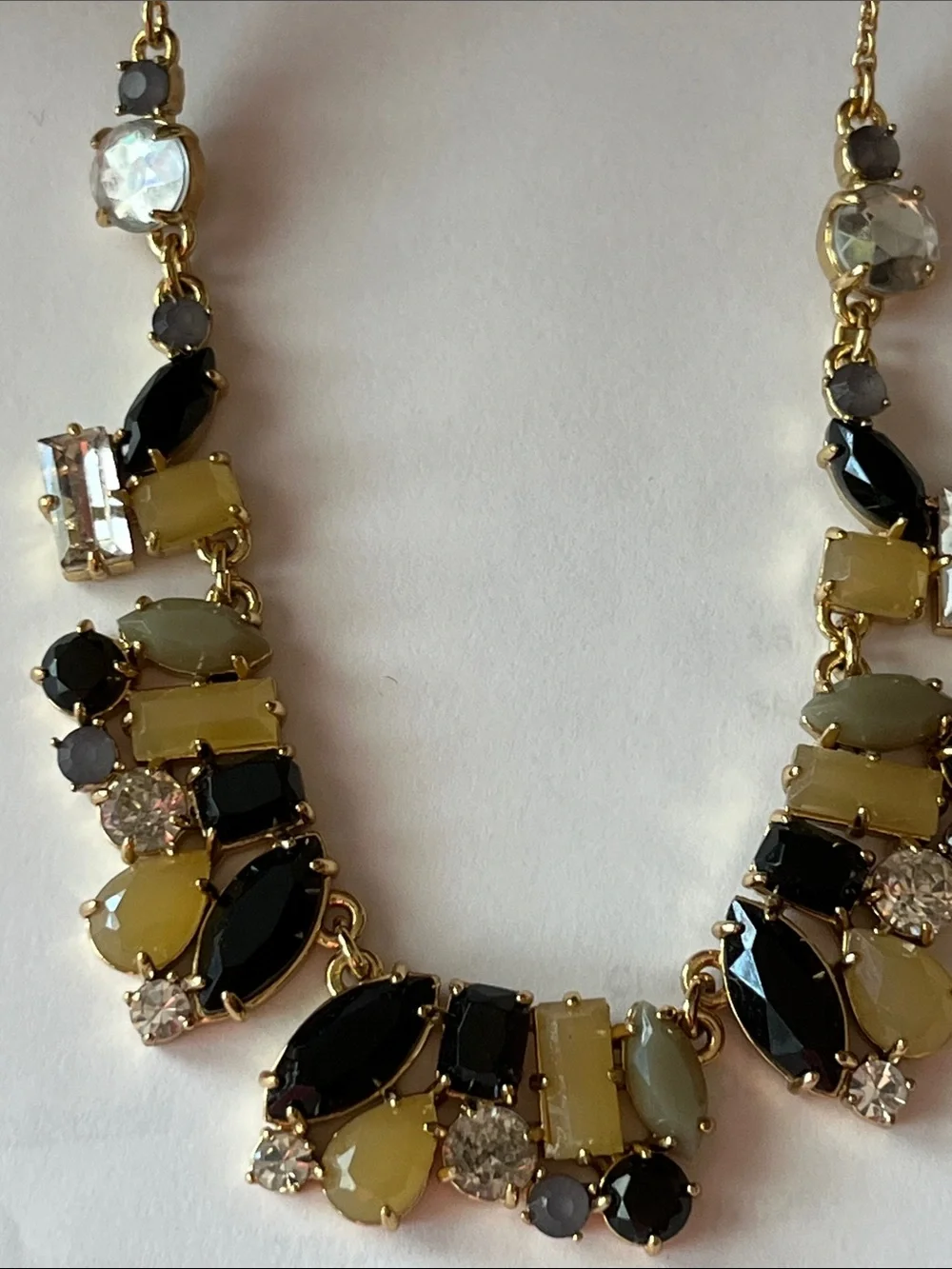 Gold-Tone Multi-Stone Necklace in Black, Gray and Cream